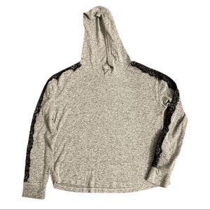 Justice size 16 grey top with hood and lace on sleeve